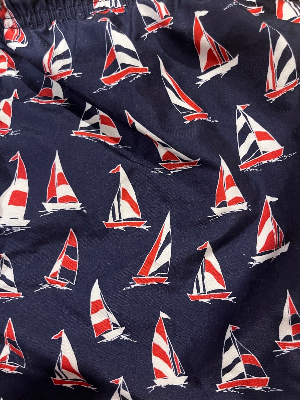 Men's Navy Sailboat Swim Trunks with Drawstring Waist - Picture 3 of 6
